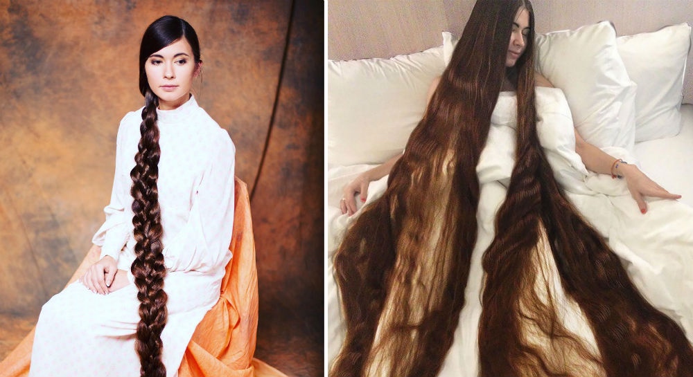 上图:拉脱维亚的Aliia Nasyrova坚持20年不剪头发,头发长达2.3米,重2000克。而押沙龙每年剪下来的头发就有2280克,比上图中的头发还要多出10%。 上图:拉脱维亚的Aliia Nasyrova坚持20年不剪头发,头发长达2.3米,重2000克。而押沙龙每年剪下来的头发就有2280克,比上图中的头发还要多出10%。