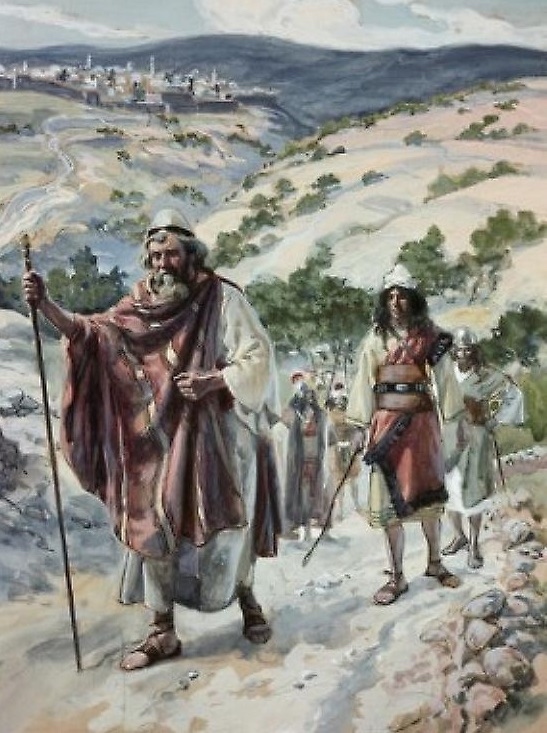 上图：19世纪末法国画家詹姆斯·迪索（James J. Tissot）的油画：大卫逃离耶路撒冷，登上橄榄山。